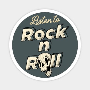 Text Only - Listen to Rock n Roll (gray) Magnet